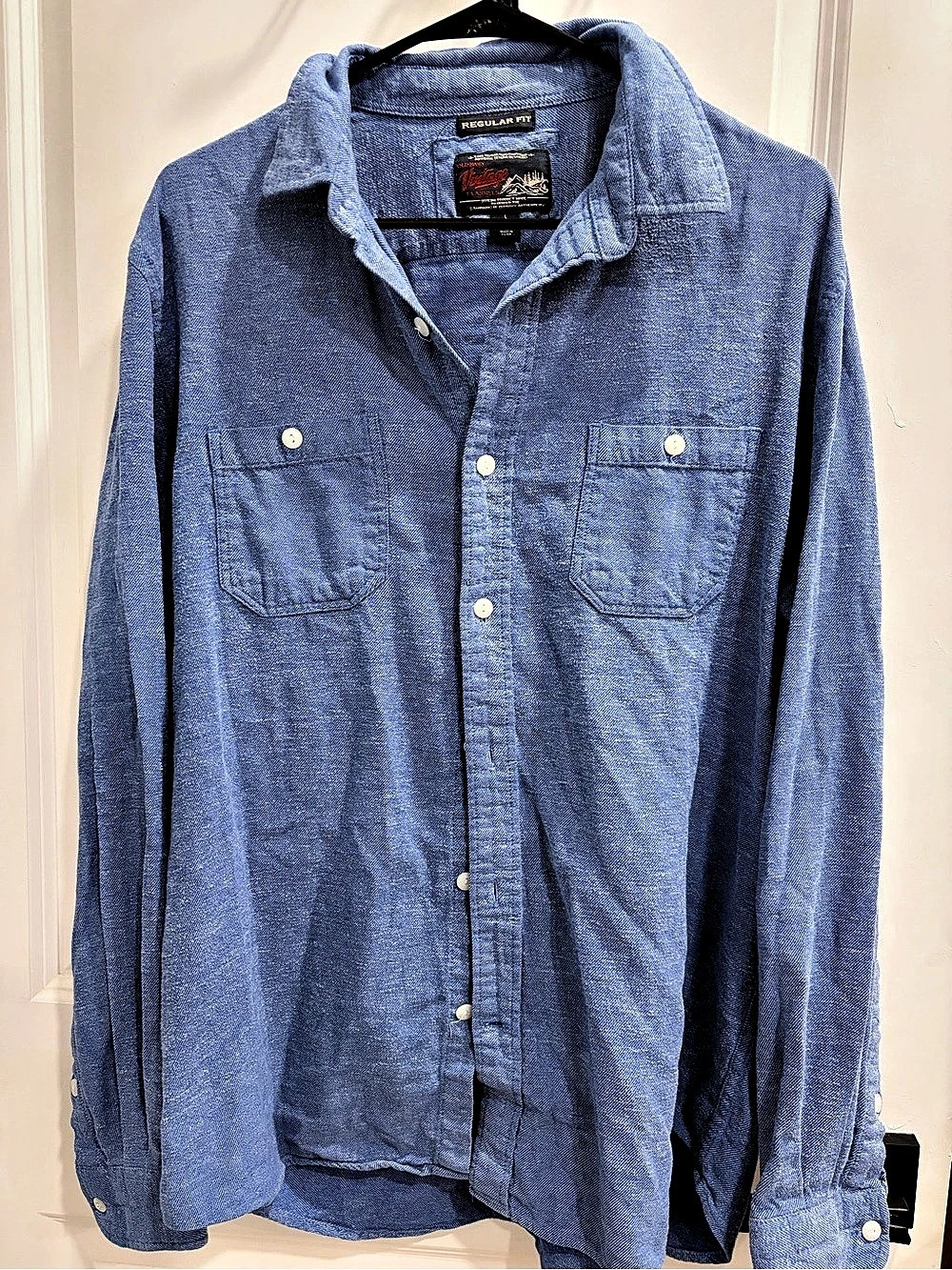 Old Navy Vintage Flannels Regular Fit Men's Blue Shirt Size Large
